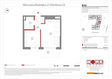 rzut mieszkanie na sprzedaż 36m2 mieszkanie Warszawa, Żerań, ul. Morelowa 13