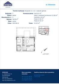 rzut mieszkanie na sprzedaż 59m2 mieszkanie Kraków, Bronowice Wielkie, Stawowa