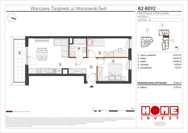 rzut mieszkanie na sprzedaż 52m2 mieszkanie Warszawa, Targówek, ul. Warszawski Świt 12