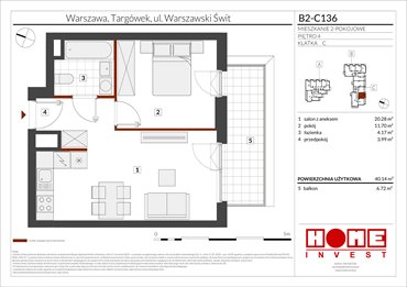 rzut mieszkanie na sprzedaż 40m2 mieszkanie Warszawa, Targówek, ul. Warszawski Świt 12