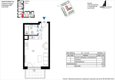 rzut mieszkanie na sprzedaż 29m2 mieszkanie Łódź, Retkinia, Maratońska 49C