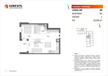 rzut mieszkanie na sprzedaż 42m2 mieszkanie Gdańsk, Piecki - Migowo, Piekarnicza