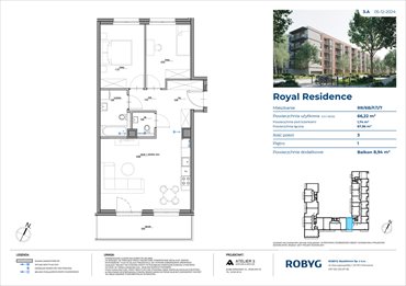 rzut mieszkanie na sprzedaż 66m2 mieszkanie Warszawa, Wilanów, Sarmacka