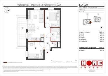 rzut mieszkanie na sprzedaż 49m2 mieszkanie Warszawa, Targówek, ul. Warszawski Świt