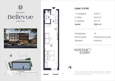 rzut mieszkanie na sprzedaż 33m2 mieszkanie Jelenia Góra, Centrum, ul. Jana III Sobieskiego 56