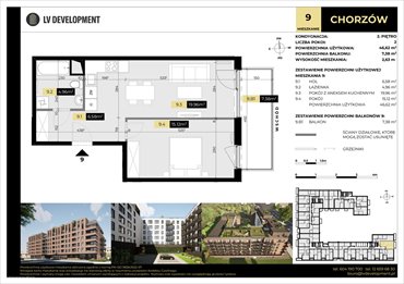 rzut mieszkanie na sprzedaż 47m2 mieszkanie Chorzów, 3 Maja 94'