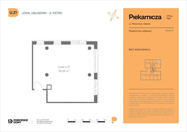 rzut mieszkanie na sprzedaż 59m2 mieszkanie Gdańsk, Morena, Piekarnicza 6