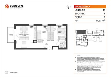 rzut mieszkanie na sprzedaż 54m2 mieszkanie Gdańsk, Warszawska