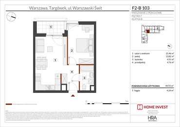 rzut mieszkanie na sprzedaż 45m2 mieszkanie Warszawa, ul. Warszawski Świt