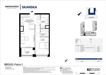 rzut mieszkanie na sprzedaż 43m2 mieszkanie Kraków, Prądnik Czerwony, Mogilska 126