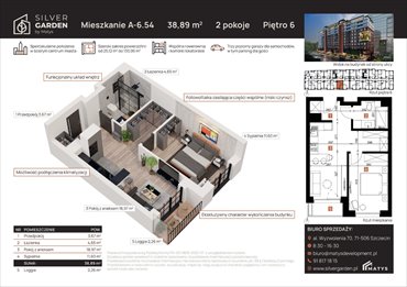 rzut mieszkanie na sprzedaż 39m2 mieszkanie Szczecin, Centrum, al. Wyzwolenia 70 / ul. Staszica 21