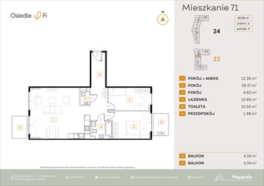 rzut mieszkanie na sprzedaż 83m2 mieszkanie Kraków, Rzemieślnicza 22-24