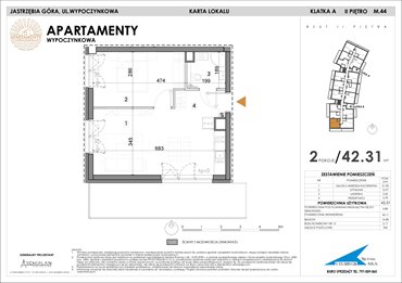 rzut mieszkanie na sprzedaż 42m2 mieszkanie Jastrzębia Góra, Wypoczynkowa