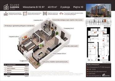 rzut mieszkanie na sprzedaż 39m2 mieszkanie Szczecin, Centrum, al. Wyzwolenia 70 / ul. Staszica 21