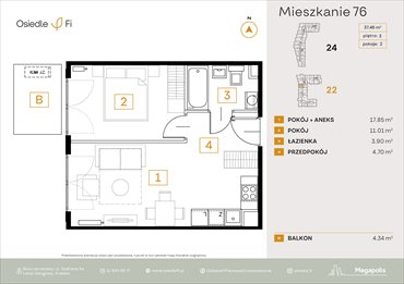 rzut mieszkanie na sprzedaż 37m2 mieszkanie Kraków, Rzemieślnicza 22-24