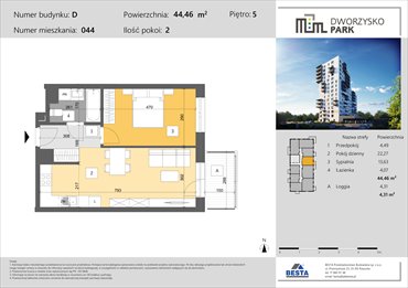 rzut mieszkanie na sprzedaż 44m2 mieszkanie Rzeszów, Przybyszówka, Dworzysko