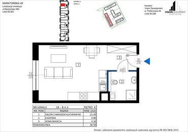 rzut mieszkanie na sprzedaż 31m2 mieszkanie Łódź, Retkinia, Maratońska 49C