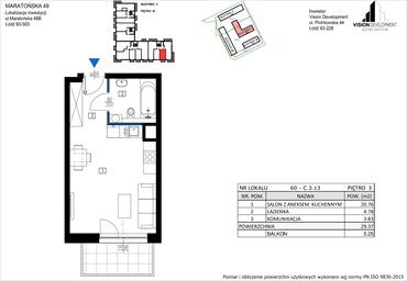 rzut mieszkanie na sprzedaż 29m2 mieszkanie Łódź, Retkinia, Maratońska 49C