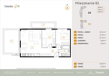 rzut mieszkanie na sprzedaż 58m2 mieszkanie Kraków, Rzemieślnicza 22-24