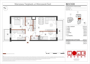 rzut mieszkanie na sprzedaż 68m2 mieszkanie Warszawa, Targówek, ul. Warszawski Świt 12
