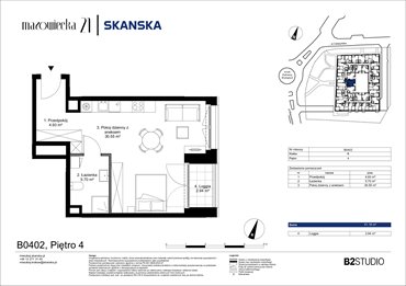 rzut mieszkanie na sprzedaż 41m2 mieszkanie Kraków, Krowodrza, ul. Mazowiecka 21