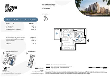 rzut mieszkanie na sprzedaż 30m2 mieszkanie Wrocław, Kleczków, ul. Czochralskiego/ Miłosza