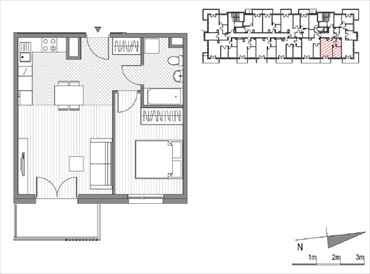 rzut mieszkanie na sprzedaż 43m2 mieszkanie Kraków, Mistrzejowice, Os. Piastów 77