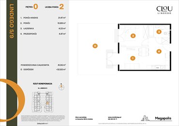 rzut mieszkanie na sprzedaż 41m2 mieszkanie Kraków, Lindego 5