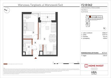 rzut mieszkanie na sprzedaż 41m2 mieszkanie Warszawa, ul. Warszawski Świt