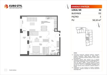 rzut mieszkanie na sprzedaż 58m2 mieszkanie Gdańsk, Piecki - Migowo, Piekarnicza