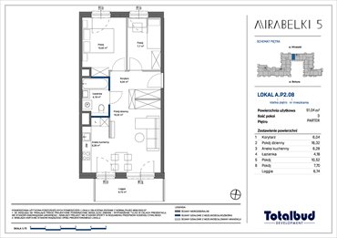 rzut mieszkanie na sprzedaż 51m2 mieszkanie Warszawa, Białołęka, Mirabelki