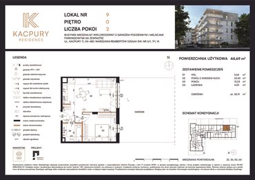 rzut mieszkanie na sprzedaż 45m2 mieszkanie Warszawa, Rembetów, Kacpury 11