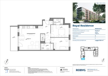 rzut mieszkanie na sprzedaż 72m2 mieszkanie Warszawa, Wilanów, Sarmacka