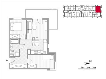 rzut mieszkanie na sprzedaż 52m2 mieszkanie Kraków, Mistrzejowice, Os. Piastów 77