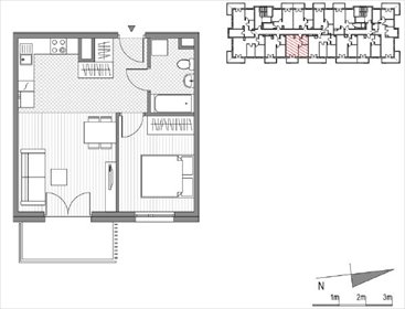 rzut mieszkanie na sprzedaż 41m2 mieszkanie Kraków, Mistrzejowice, Os. Piastów 77