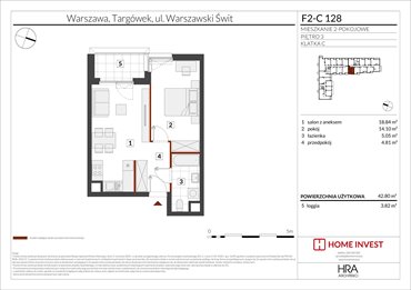 rzut mieszkanie na sprzedaż 43m2 mieszkanie Warszawa, ul. Warszawski Świt