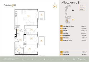 rzut mieszkanie na sprzedaż 87m2 mieszkanie Kraków, Rzemieślnicza 22-24