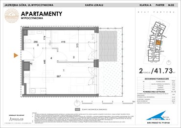 rzut mieszkanie na sprzedaż 42m2 mieszkanie Jastrzębia Góra, Wypoczynkowa