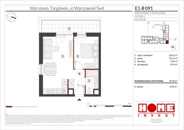 rzut mieszkanie na sprzedaż 39m2 mieszkanie Warszawa, Targówek, ul. Warszawski Świt