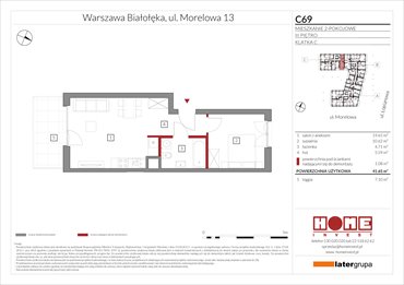 rzut mieszkanie na sprzedaż 42m2 mieszkanie Warszawa, Żerań, ul. Morelowa 13