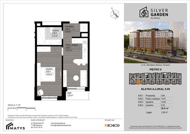 rzut mieszkanie na sprzedaż 38m2 mieszkanie Szczecin, Centrum, al. Wyzwolenia 70 / ul. Staszica 21