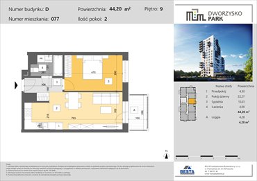 rzut mieszkanie na sprzedaż 44m2 mieszkanie Rzeszów, Przybyszówka, Dworzysko