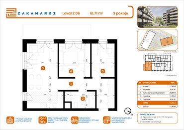 rzut mieszkanie na sprzedaż 62m2 mieszkanie Marki, Aleja Józefa Piłsudskiego 102