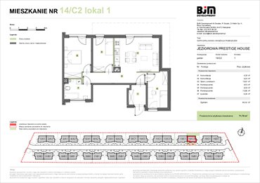 rzut mieszkanie na sprzedaż 72m2 mieszkanie Warszawa, Wawer, Jeziorowa