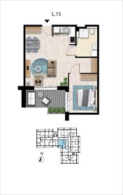 rzut mieszkanie na sprzedaż 49m2 mieszkanie Grzybowo, Nadmorska 98 -106