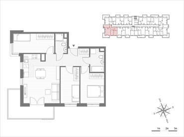 rzut mieszkanie na sprzedaż 69m2 mieszkanie Kraków, Mistrzejowice, os.Piastów 75