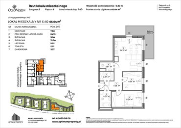 rzut mieszkanie na sprzedaż 66m2 mieszkanie Łódź, Widzew, Przybyszewskiego 292-300