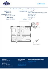 rzut mieszkanie na sprzedaż 59m2 mieszkanie Kraków, Bronowice Wielkie, Stawowa
