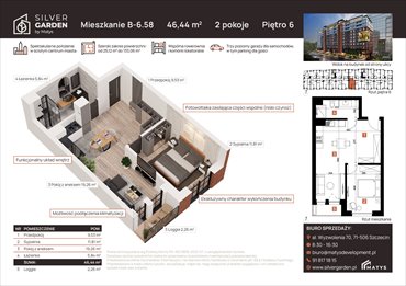 rzut mieszkanie na sprzedaż 46m2 mieszkanie Szczecin, Centrum, al. Wyzwolenia 70 / ul. Staszica 21