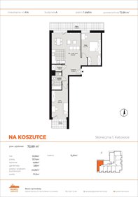 rzut mieszkanie na sprzedaż 74m2 mieszkanie Katowice, Wełnowiec, Słoneczna 1